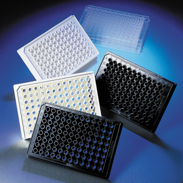 Corning® 96-well Solid White Flat Bottom Polystyrene TC-treated Microplates, 20 per bag, with Lid, Sterile