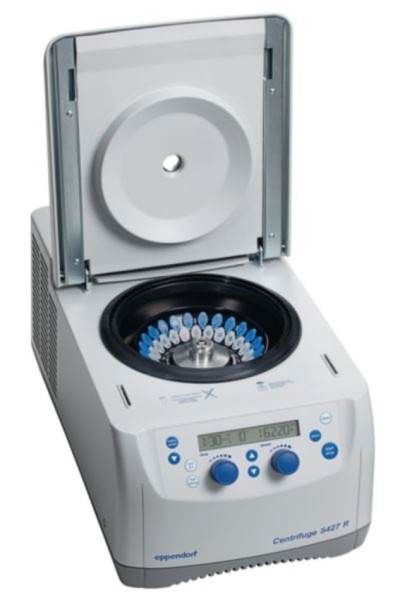 Eppendorf Centrifuge 5427 R (EU-IVD), rotary knobs, with Rotor FA-45-48-11, 230 V