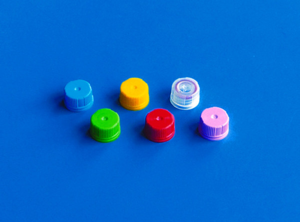 BRAND Tamper-evident screw caps (PP) with silicone seal, for micro tubes 780760-64, blue