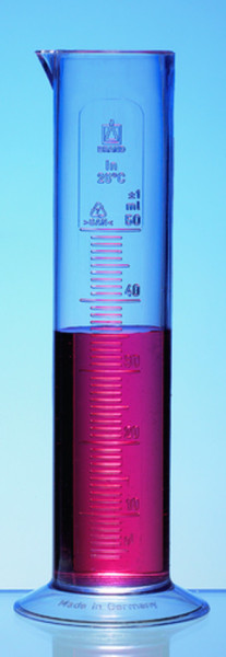 BRAND Graduated cylinder, low form, embossed scale, 50 ml: 1.0 ml, PP