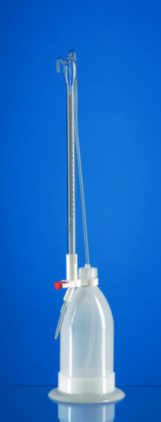 BRAND Automatic burette Schilling, SILBERBRAND, 25 ml, Schellbach, Boro 3.3, with PE-LD bottle 1000 ml, black Schellbach stripe