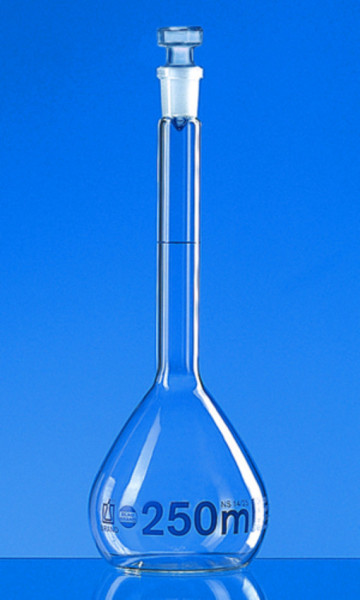 BRAND Volumetric flask, BLAUBRAND®, A, DE-M, 25 ml, Boro 3.3, NS 10/19, Boro 3.3, glass stopper
