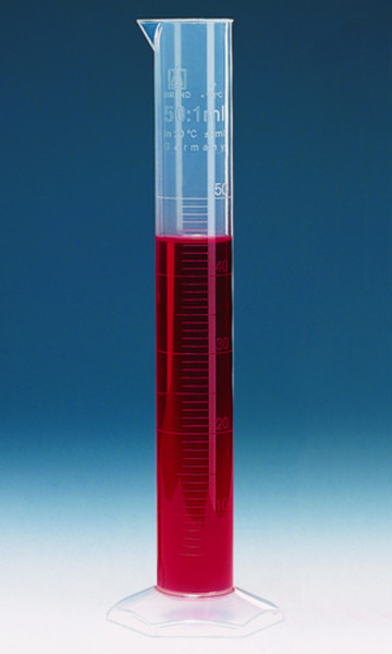 BRAND Graduated cylinder, tall form, 100 ml: 1 ml PP, embossed scale