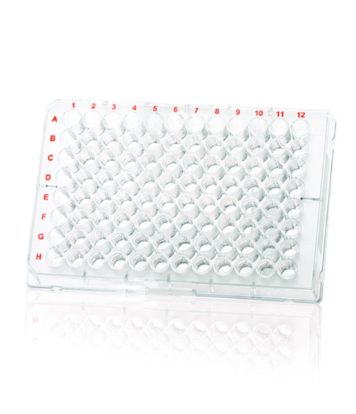 BRANDplates®, 96-well, inertGrade™, PS, white, transparent bottom, BIO-CERT® CELL CULTURE STERILE