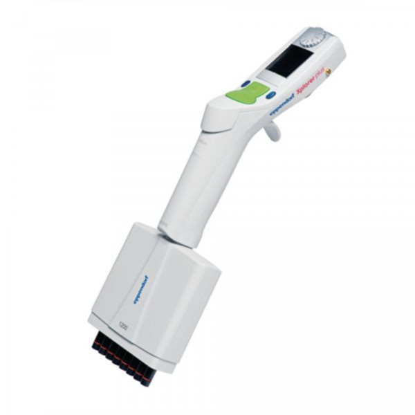 Eppendorf Xplorer plus, 8- channel, 50-1200 µL, multifunc- tion rocker switch green for pipette tips 1250 µL