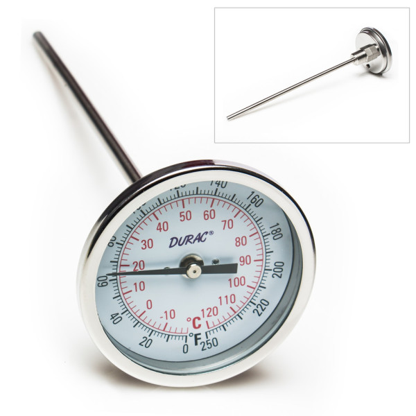 SP Bel-Art, H-B DURAC Bi-Metallic DialThermometer; -20 to 120C (0 to 250F), 1/2 in. NPTThreaded Conn