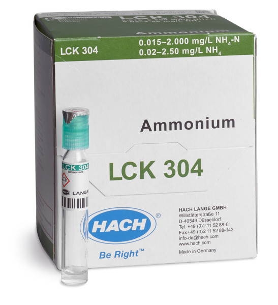 Hach Ammonium cuvette test 0.015-2.0 mg/L NH₄-N, 25 tests