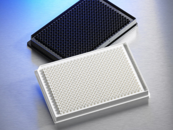 Corning® 384-well Low Flange Black Flat Bottom Polystyrene TC-treated Microplates, with Generic Bar
