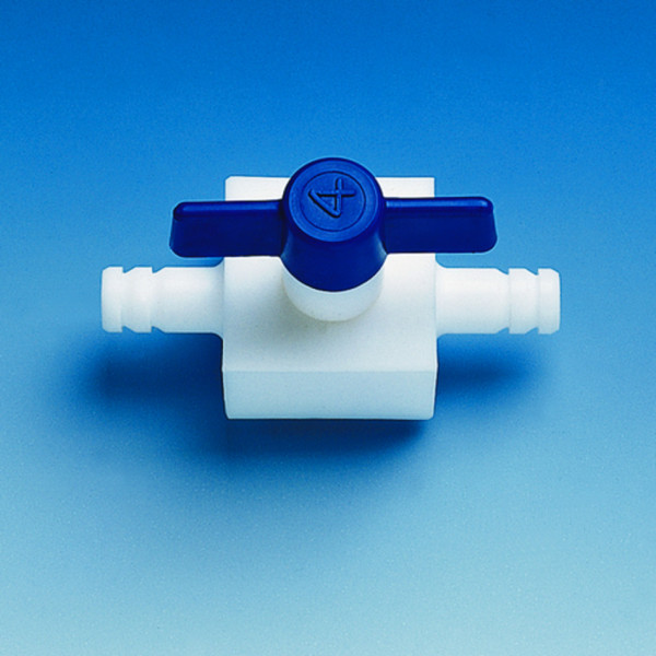 BRAND Stopcock one-way with nozzles, for tubing, inner diameter 5 mm bore, 3 mm, PTFE