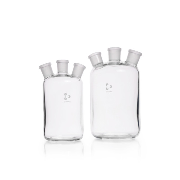 DWK DURAN® Woulff bottles with 3 necks, NS 19/26, 500 ml