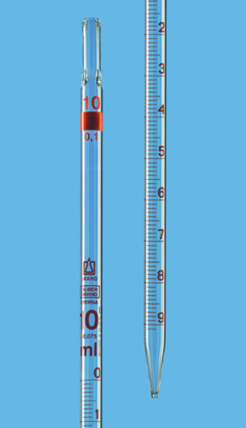 BRAND Graduated pipette, SILBERBRAND ETERNA, B, type 3 (zero on top), 25:0.1 ml, total delivery