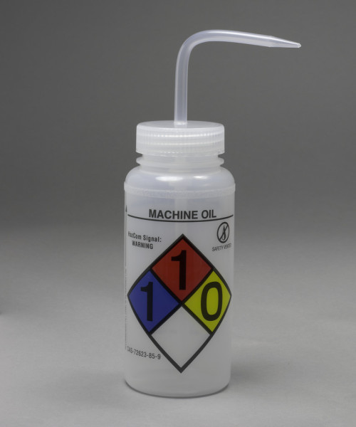 SP Bel-Art GHS Labeled Safety-Vented Machine OilWash Bottles; 500ml (16oz), Polyethylenew/Natural Po