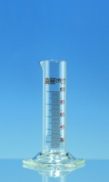 BRAND Graduated cylinder, low form, SILBERBRAND ETERNA, 10 ml: 1 ml, Boro 3.3, graduated in amber