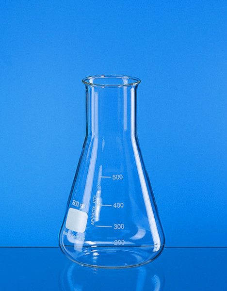 BRAND Erlenmeyer flask, wide neck, 250 ml, Boro 3.3, with beaded rim and graduation