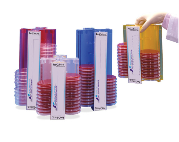 SP Bel-Art ProCulture 100mm Petri Dish Rack; 48 Places, 9½ in., Assorted Colors (Pack of 4)