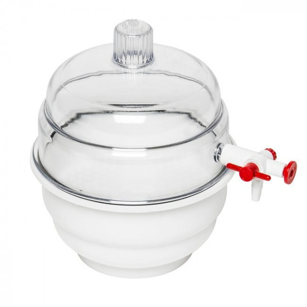 SP Bel-Art "SPACE SAVER" Polycarbonate VacuumDesiccator with White Polypropylene Bottom; 0.09cu. ft.