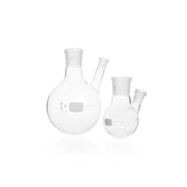 DWK DURAN® Round bottom flask, two necks, centre socket size 29/32, side socket size 14/23, 100 ml