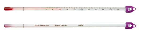 SP Bel-Art, H-B DURAC Dry Block/Incubator Liquid- In-Glass Thermometer; -15 to 105C, PFA SafetyCoated, Total Immersion, Organic Liquid Fill