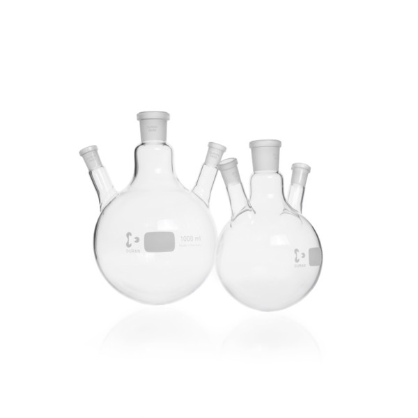 DWK DURAN® Round bottom flask, three necks, centre socket size 29/32, side socket size 14/23, 250 ml