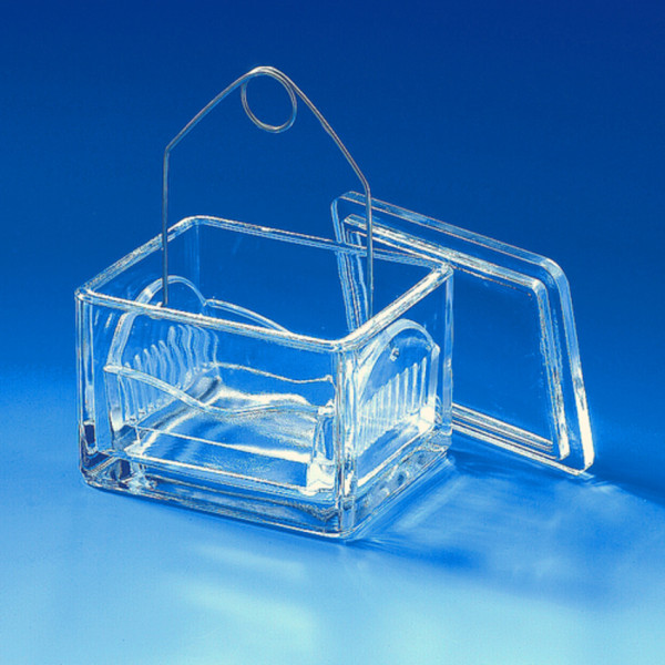 BRAND Färbetrog mit Deckel, Natron-Kalk-Glas, 105x85x70mm