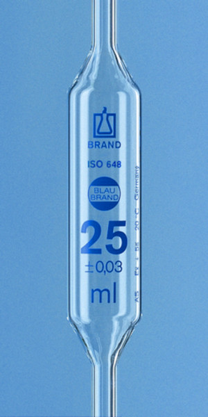 BRAND Vollpipette, BLAUBRAND, Kl. AS, DE-M 6 ml, 1 Marke, AR-Glas