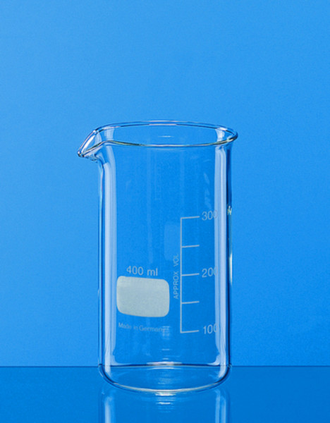 BRAND Beaker, tall form, Boro 3.3, 400 ml, with graduation and spout