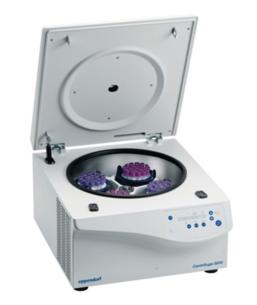 Eppendorf Centrifuge 5810, keypad, non-refrigerated, with Rotor S-4-104 incl. adapters for 13/16 mm round-bottom tubes, 230 V/50 – 60 Hz