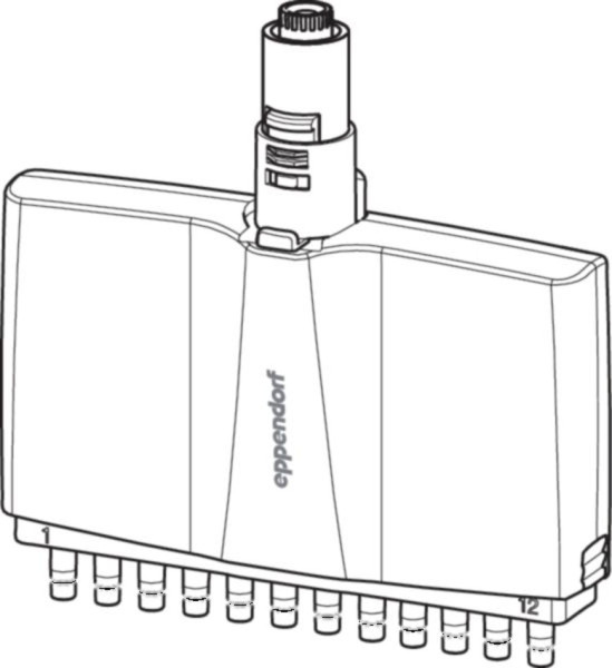 Eppendorf Lower part for 10-100µl, yellow, 12chann