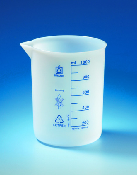 BRAND Beaker, low form, 400 ml:50 ml, with graduation and spout, ETFE