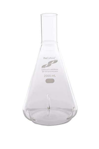 SP Wilmad-LabGlass® ProCulture Delong Shaker Flask, 2000mL, Deep Side Baffles