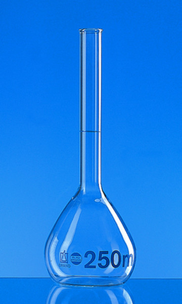BRAND Volumetric flask, BLAUBRAND®, A, DE-M, 250 ml, Boro 3.3, beaded rim