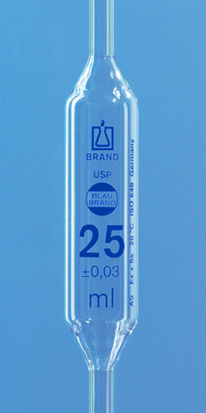 BRAND Bulb pipette USP BLAUBRAND®, AS, DE-M, 20 ml, one- mark
