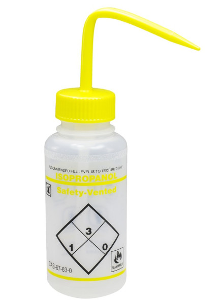 SP Bel-Art Safety-Labeled 2-Color IsopropanolWide-Mouth Wash Bottles; 500ml (16oz),Polyethylene w/Ye