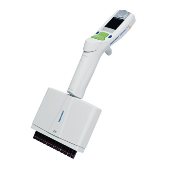 Eppendorf Xplorer plus, 12- Kanal, 50-1200 µL, Multifunk- tionswippe grün für Pipetten- spitzen 1250