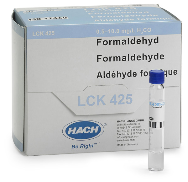 Hach Formaldehyde cuvette test - ISO 12460, 0.5-10 mg/L H₂CO, 25 tests