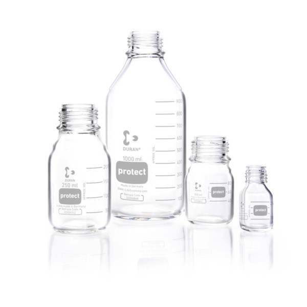 DWK DURAN® protect, Laboratory bottle, plastic coated, GL 45, 100 ml