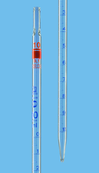 BRAND Graduated pipette, BLAUBRAND®, Class AS, DE-M, type 1, 10:0.1 ml, partial delivery, cotton plug end