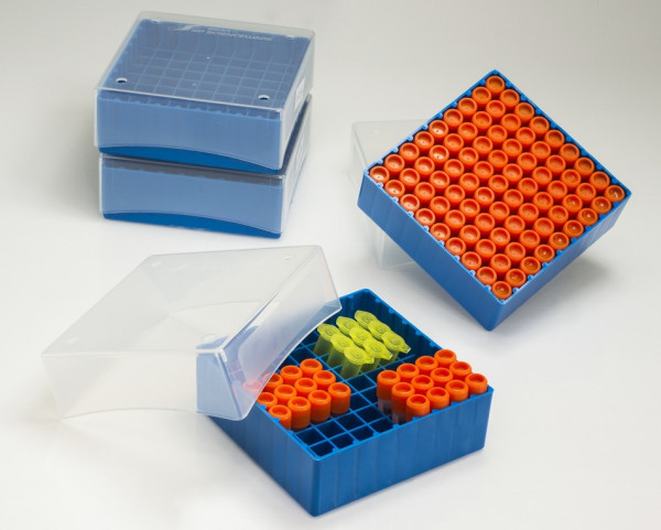 SP Bel-Art Polypropylene Freezer Box; For1.5-2.0ml Micro Tubes/Cryo Vials, 81 Places (Packof 4)