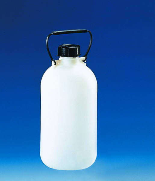 BRAND Storage bottle, PE-HD, narrow mouth, 10 l, with screw cap and carrying handle