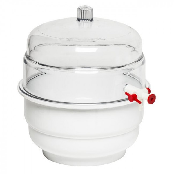 SP Bel-Art "SPACE SAVER" Polycarbonate VacuumDesiccator with White Polypropylene Bottom; 0.31cu. ft.