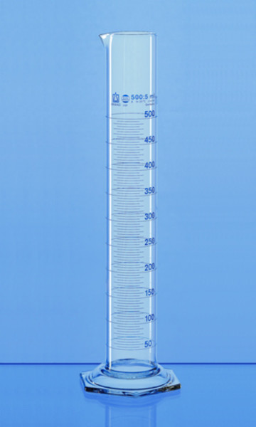 BRAND Messzylinder, USP, hohe Form, BLAUBRAND®, KlasseA, DE-M, 25:0,5 ml, Boro 3.3