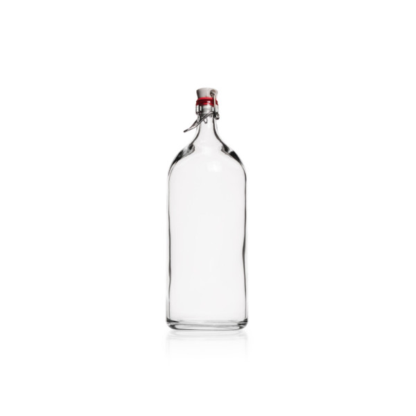 DWK DURAN® bottle with rolled flange, with clamp closure, 1000 ml