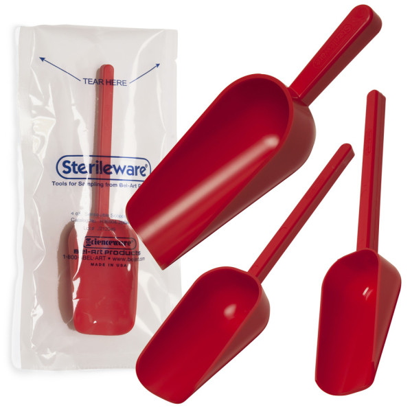 SP Bel-Art Sterileware Sterile Sampling Scoop;60ml (2oz), Red, Plastic, Individually Wrapped(Pack of
