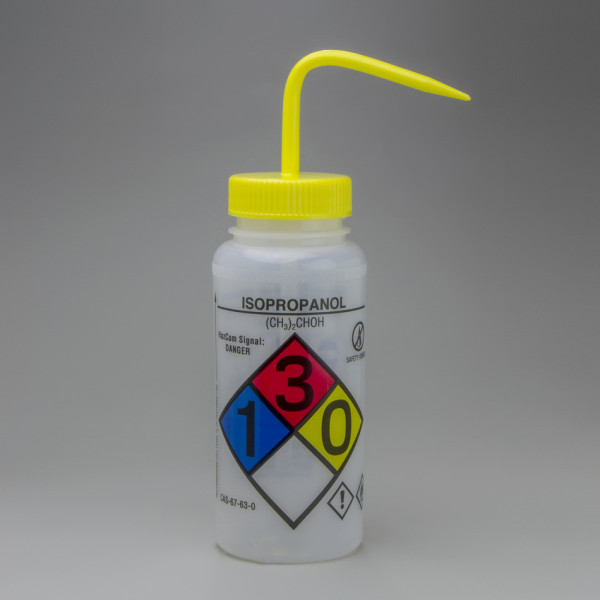 SP Bel-Art GHS Labeled Safety-Vented IsopropanolWash Bottles; 500ml (16oz), Polyethylene w/YellowPol