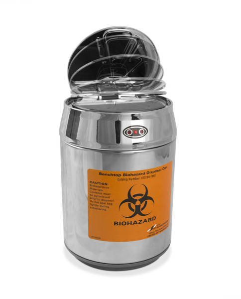 SP Bel-Art Benchtop Biohazard Disposal Can withMotion Sensor Lid; 1.5L Capacity, Stainless Steel