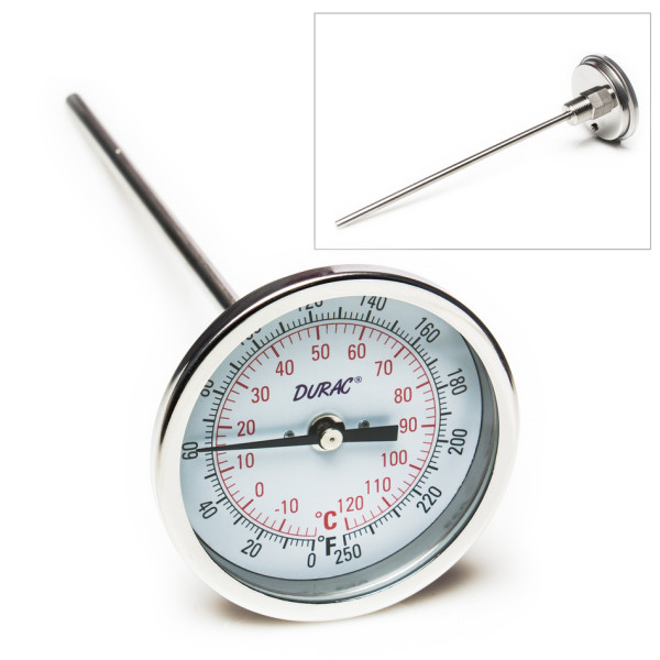 SP Bel-Art, H-B DURAC Bi-Metallic DialThermometer; -20 to 120C (0 to 250F), 1/2 in. NPTThreaded Conn