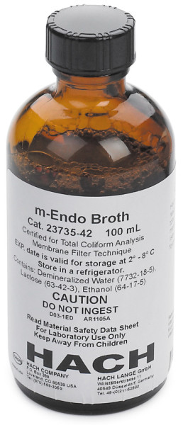 Hach Bottle, m-endo broth, glass, 50 tests, 100 mL