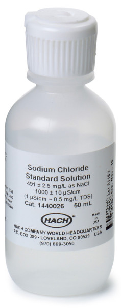 Hach Conductivity Standard Solution, 1000 µS/cm,NaCl, 50 mL