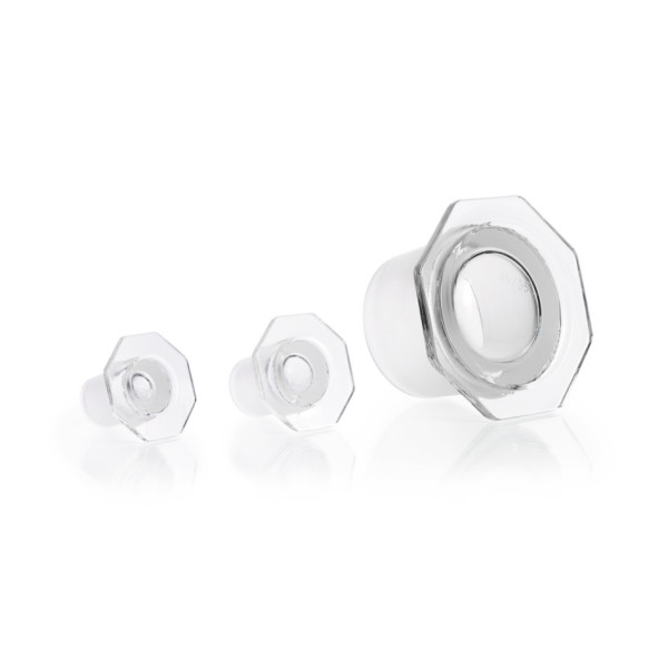 DWK DURAN® glass flat-head stoppers, semi-hollow, octagonal, NS 29/32