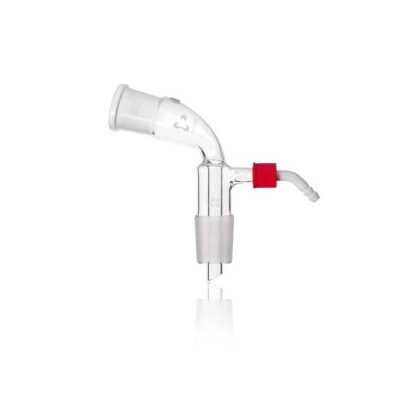 DWK DURAN® Receiver adapter, bent, with screw-on plastic hose connection, NS 24/29